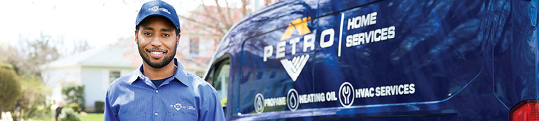 Serviceman in front of Petro van