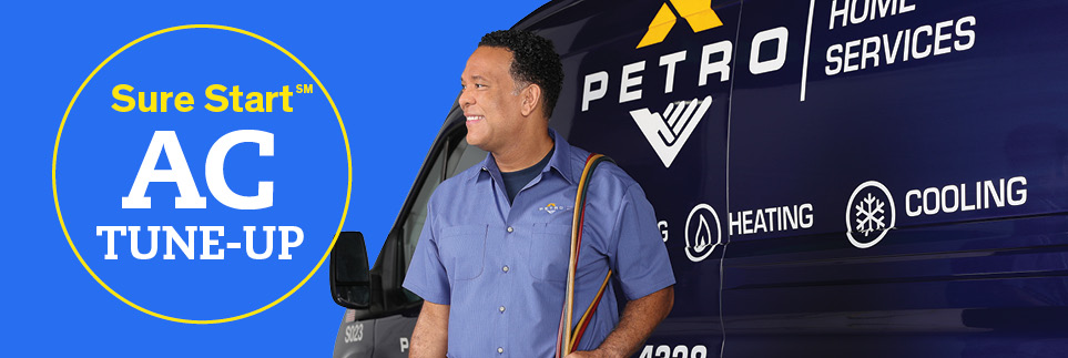 Petro service tech in front of van